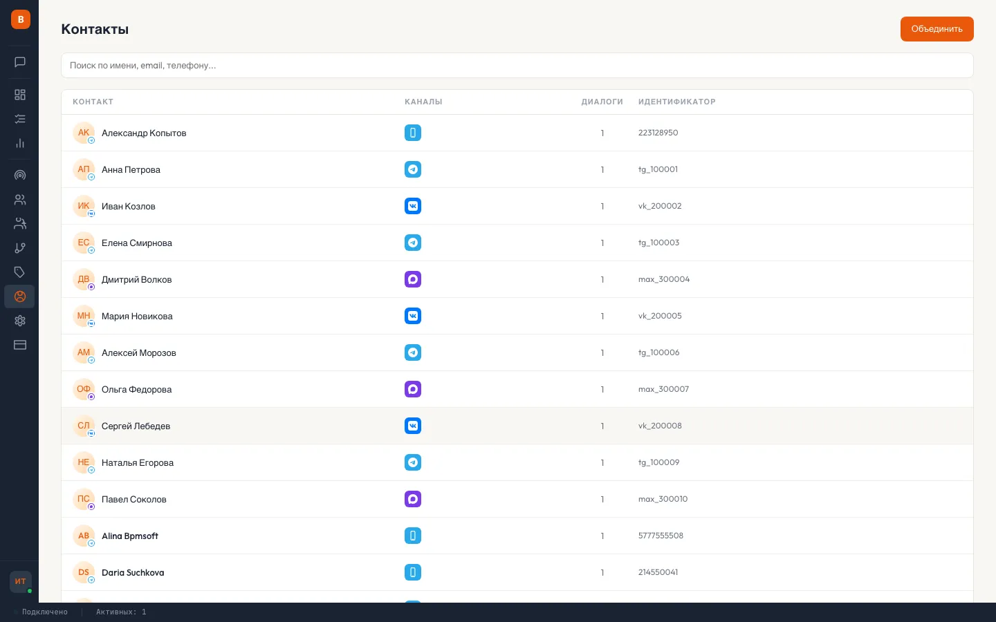 Список контактов